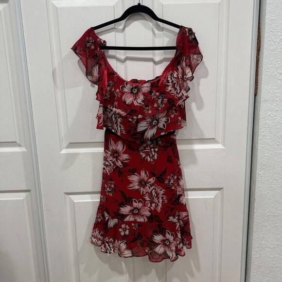 womens bcbg maxazria Dress medium 06 Floral‎ Red - Picture 1 of 9